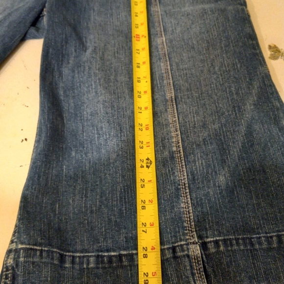 VTGE Quizz NY Womens Capri Pants Utility Blue Jean Denim Wide Legs Size 16/36" - Picture 9 of 10